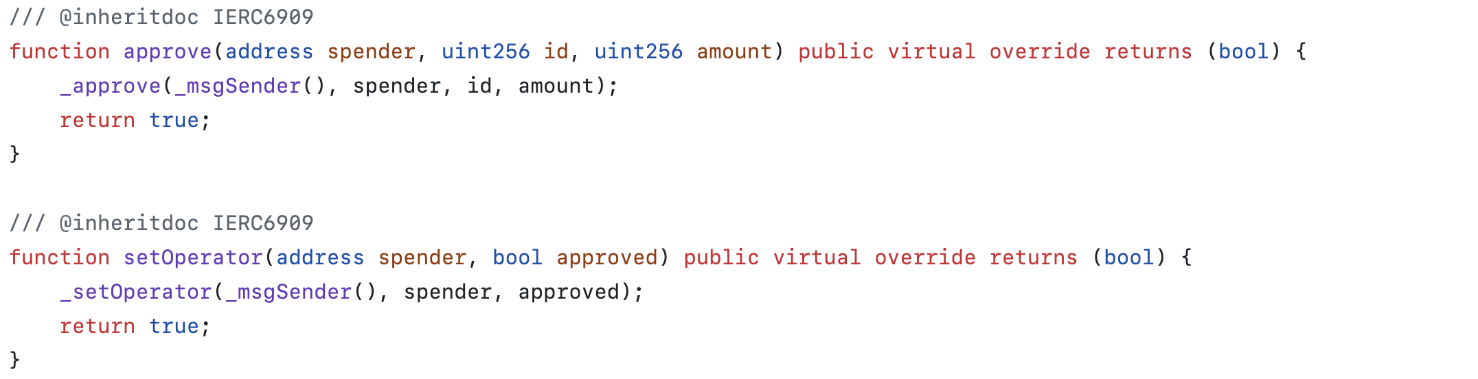 Функции approve и setOperator в ерц6909 стандарте