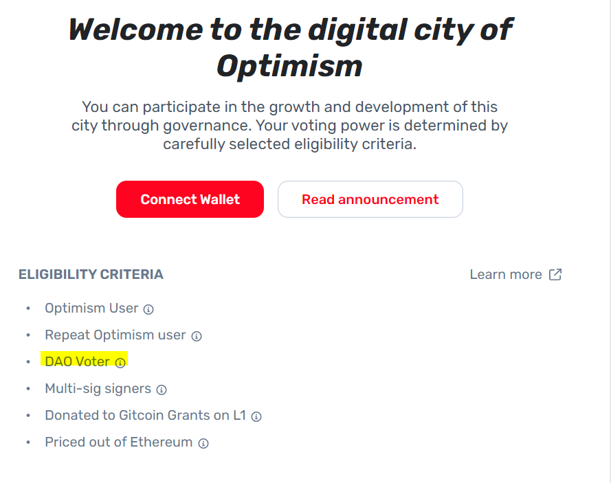 DAO голосования Optimism